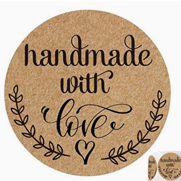 50 HANDMADE WITH LOVE Stickers 1.4" - Picture 7 of 8